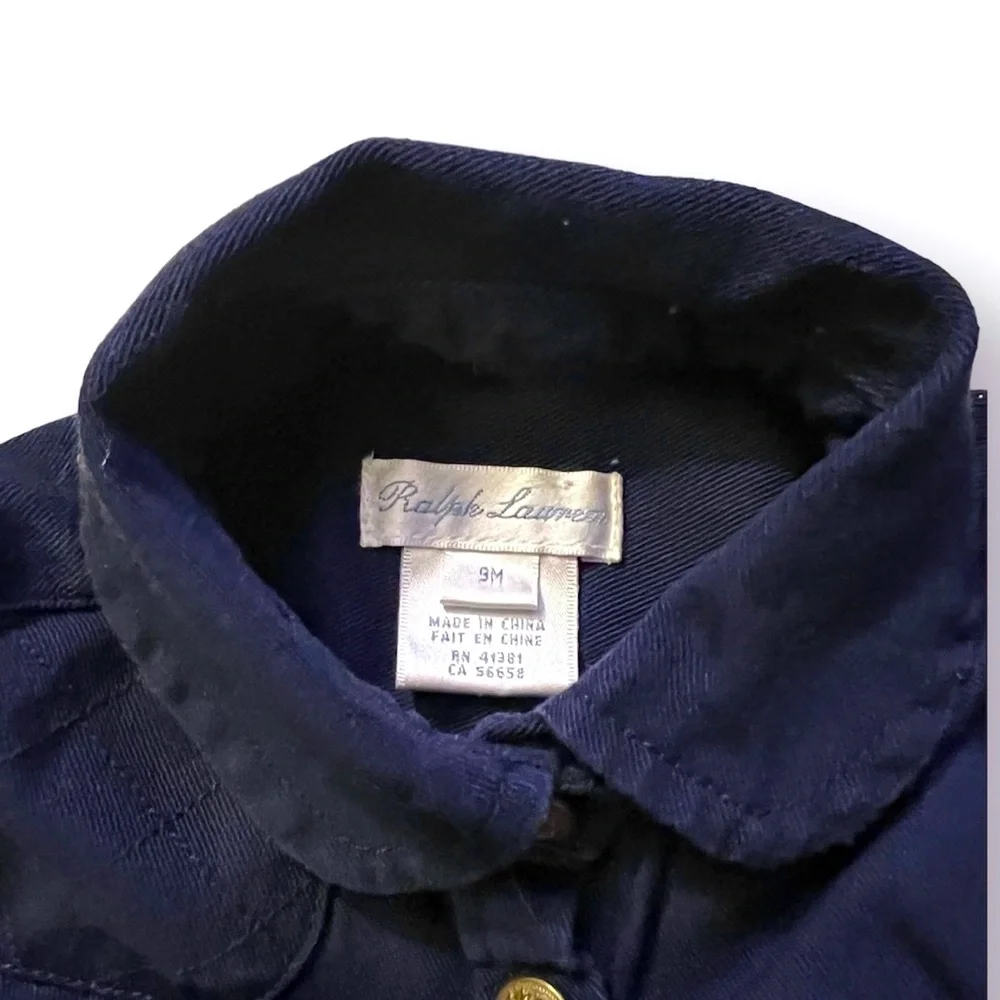 Ralph Lauren Baby Girls Size 9M 100% Cotton Navy Blue Chino Dress Size 9M
